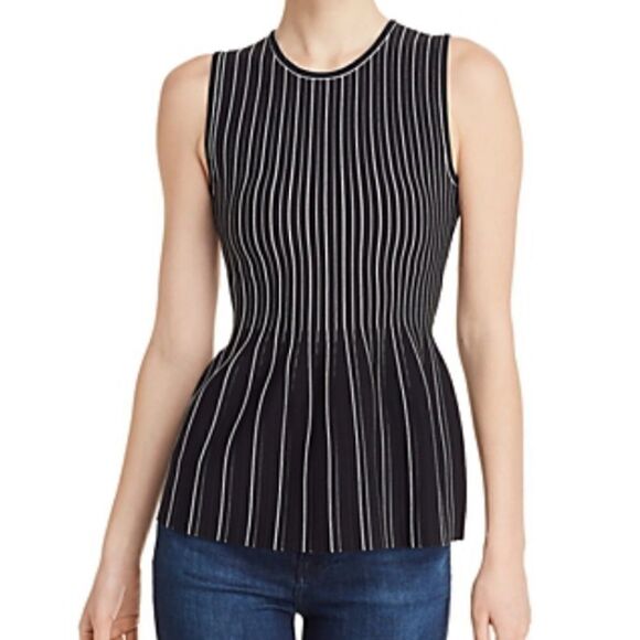 THEORY peplum shell black stripe lustrate new sz M - Picture 1 of 14